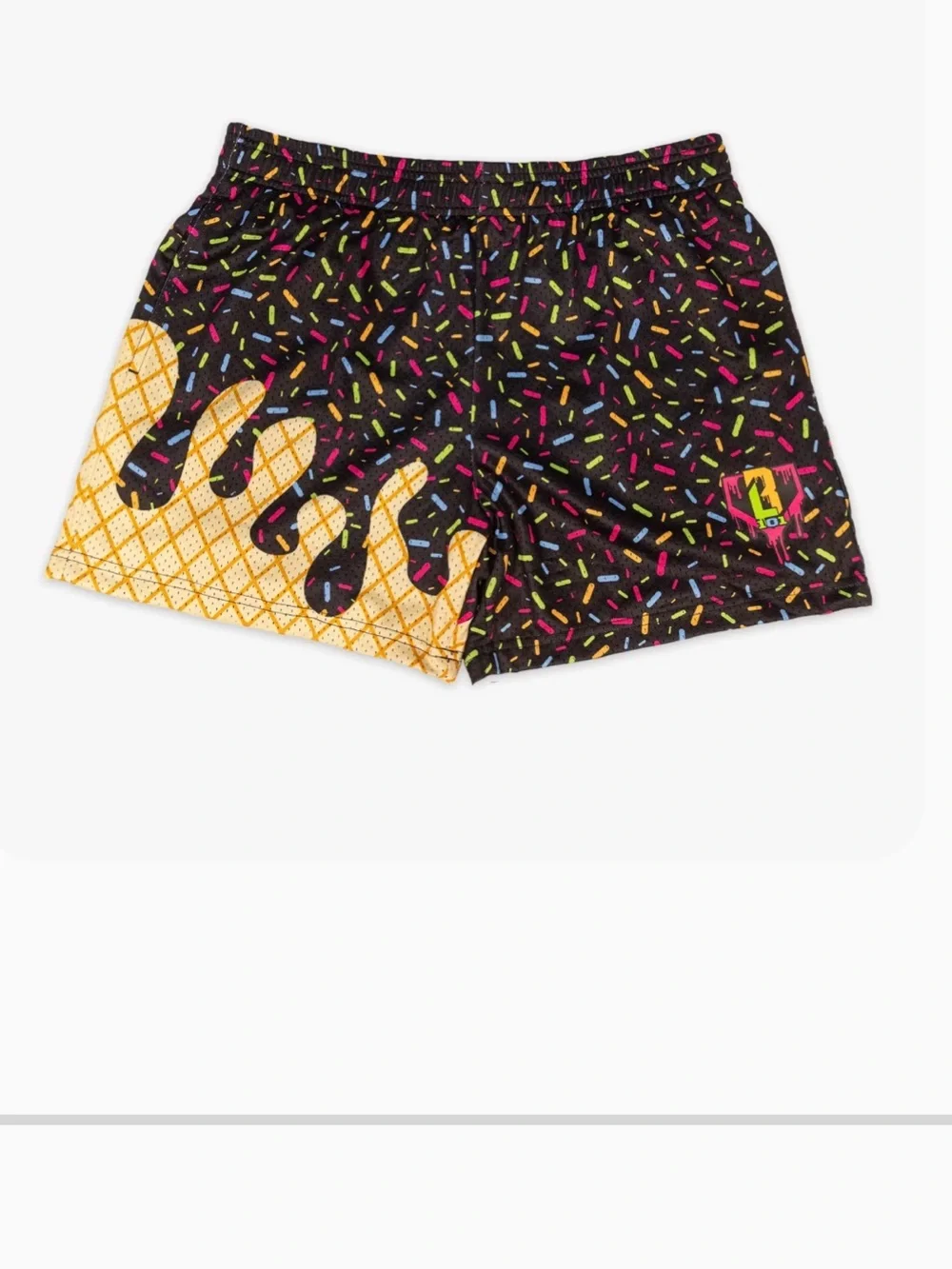 Novelty Sprinkle Ice Cream Waistband Shorts - Black & Yellow